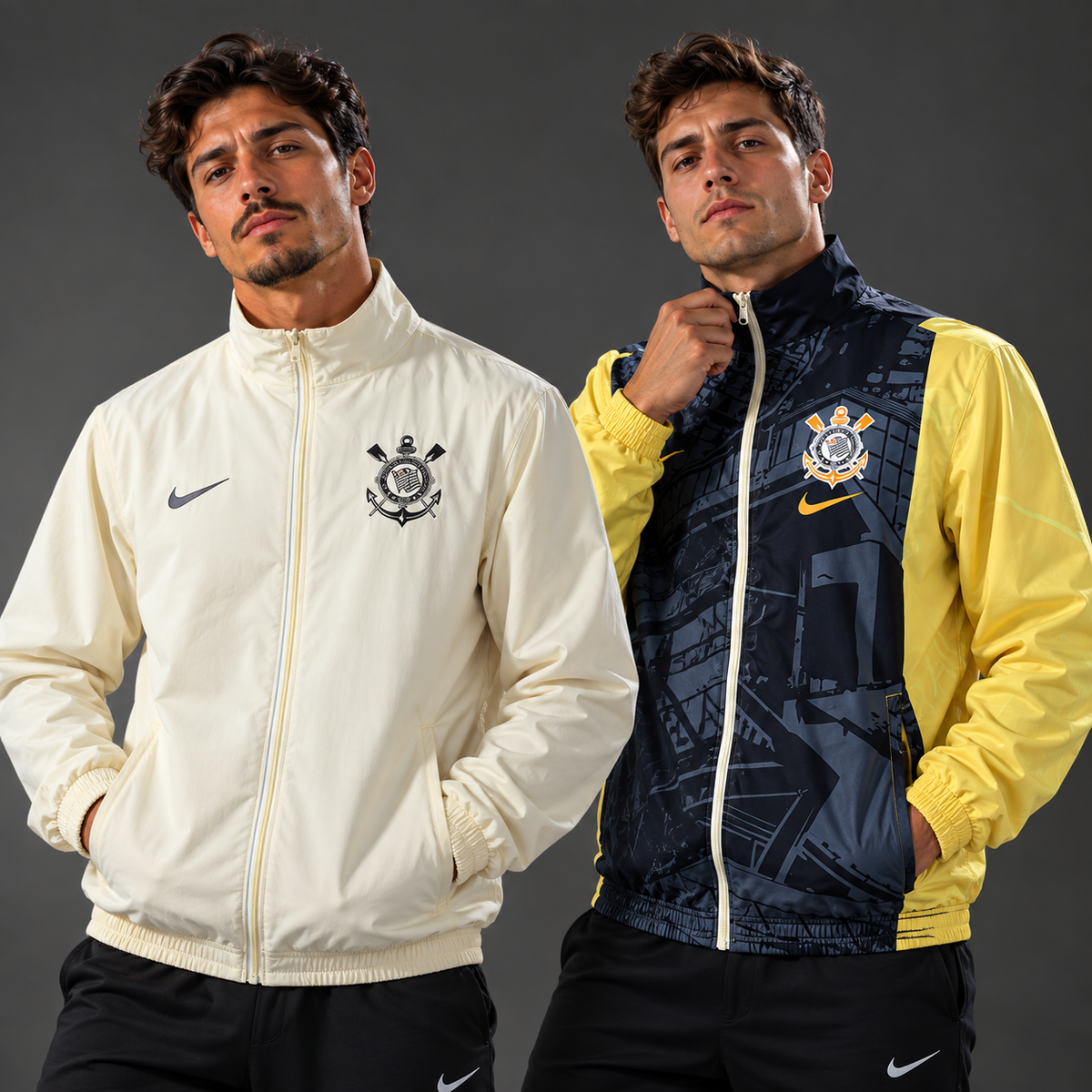 CorinthiansBR Reversible Jacket Windbreaker - Beige & Black