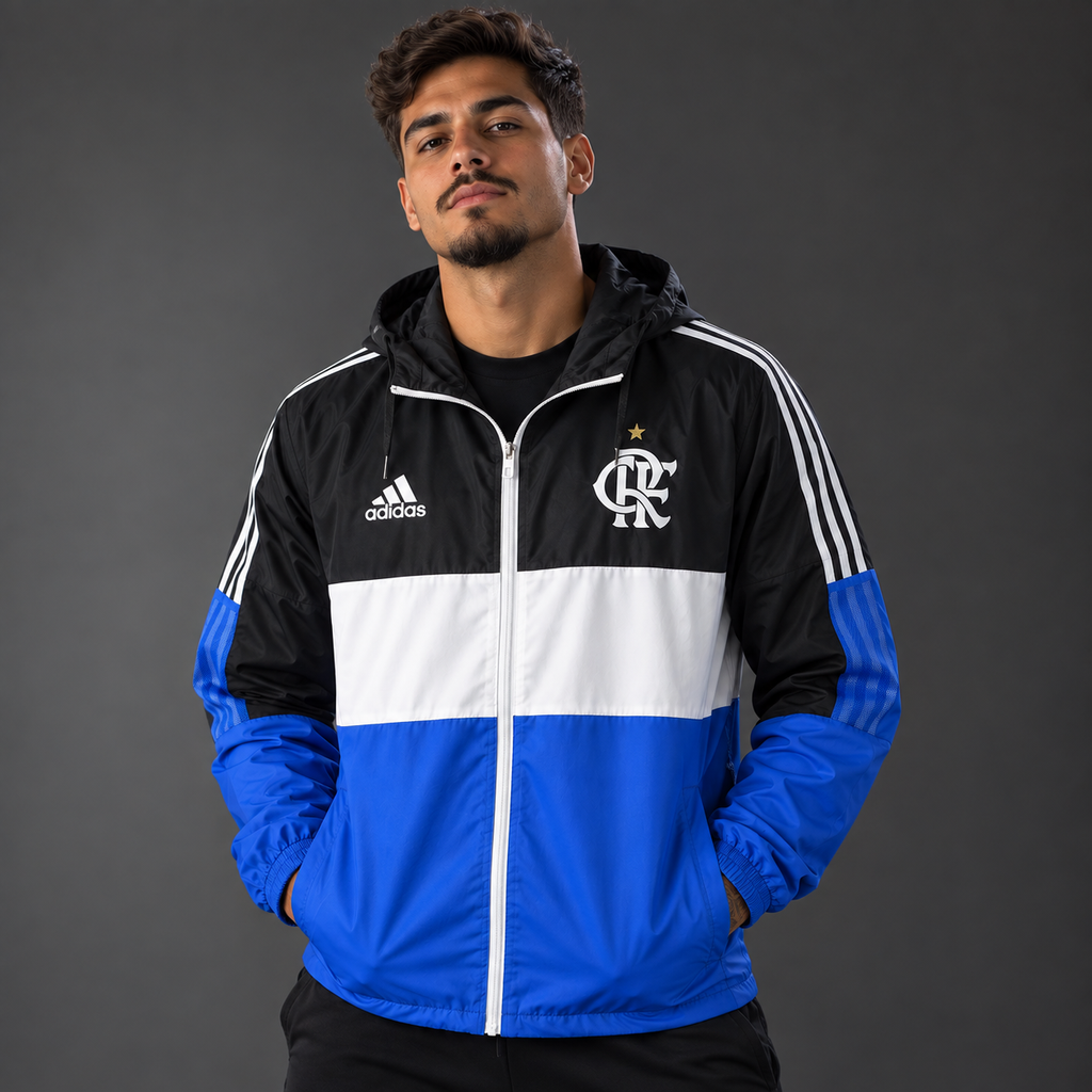 2022 Flamengo Windbreaker Black &amp; White Blue